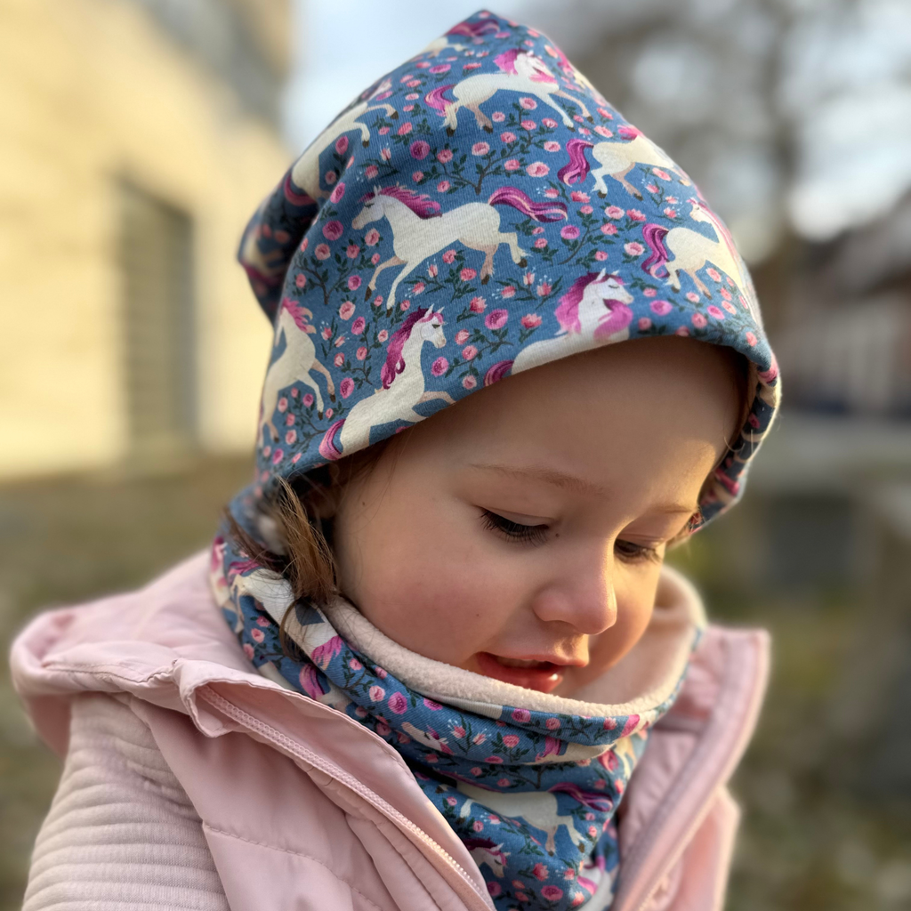 Kinder Beanie Mütze &amp; Loop Set - Pferd