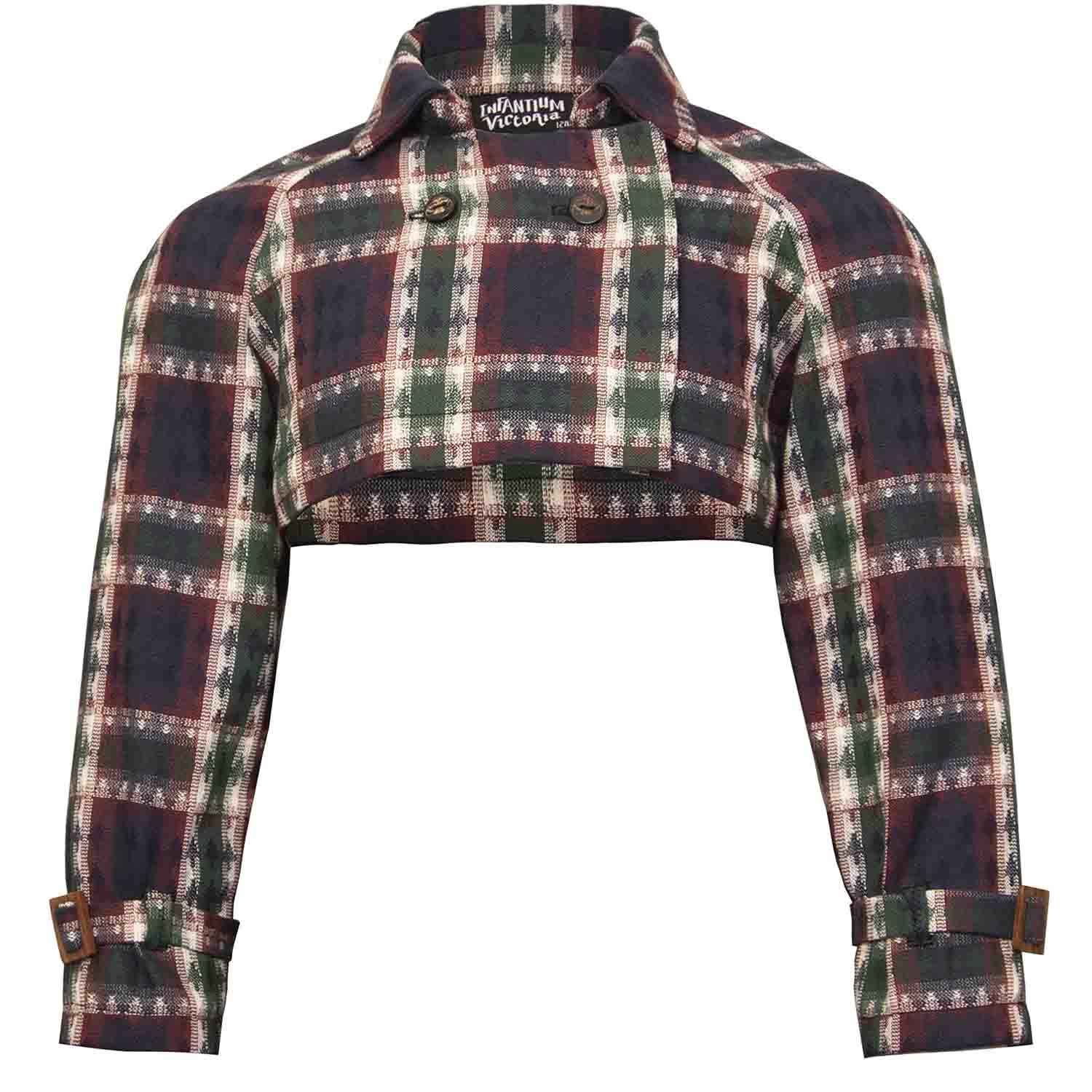 Kids Bolero Jacket in Red & Green Tartan