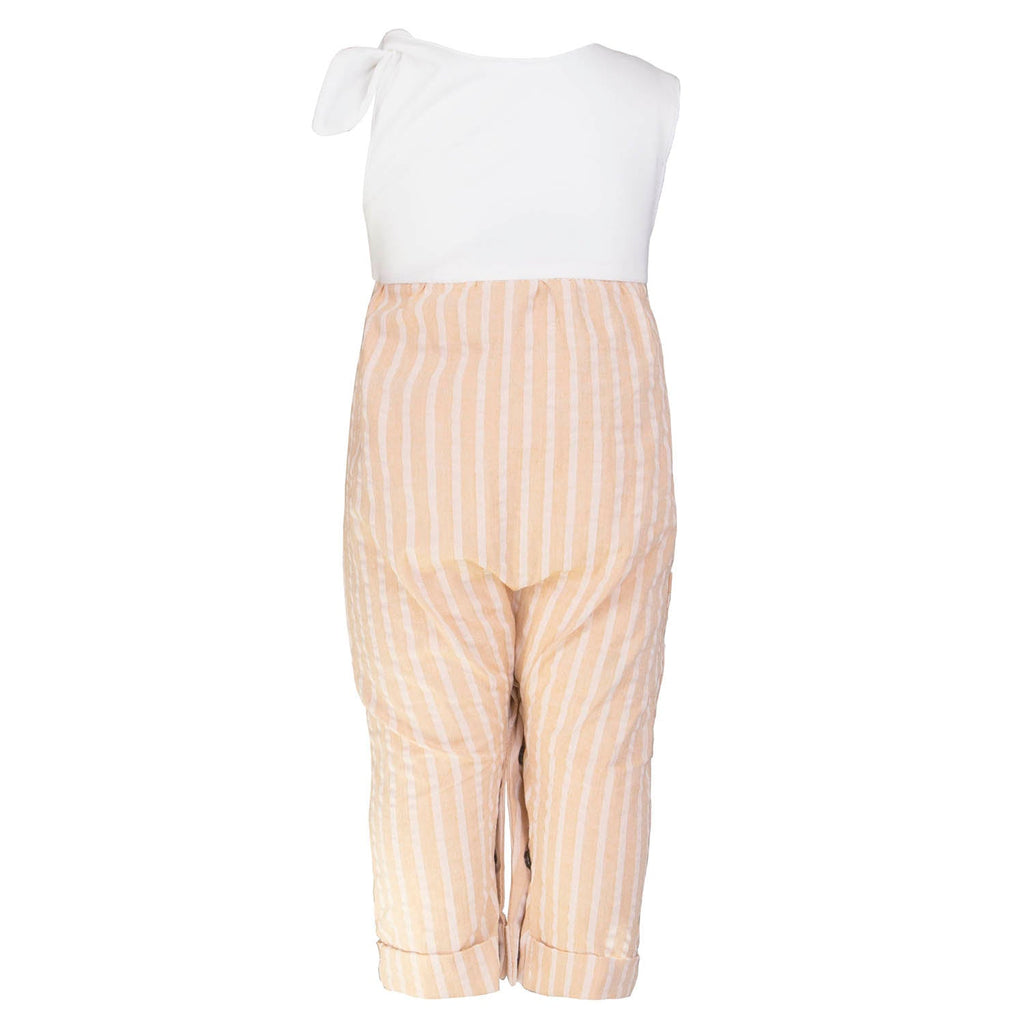 Peach Seersucker Baby Romper with Bow