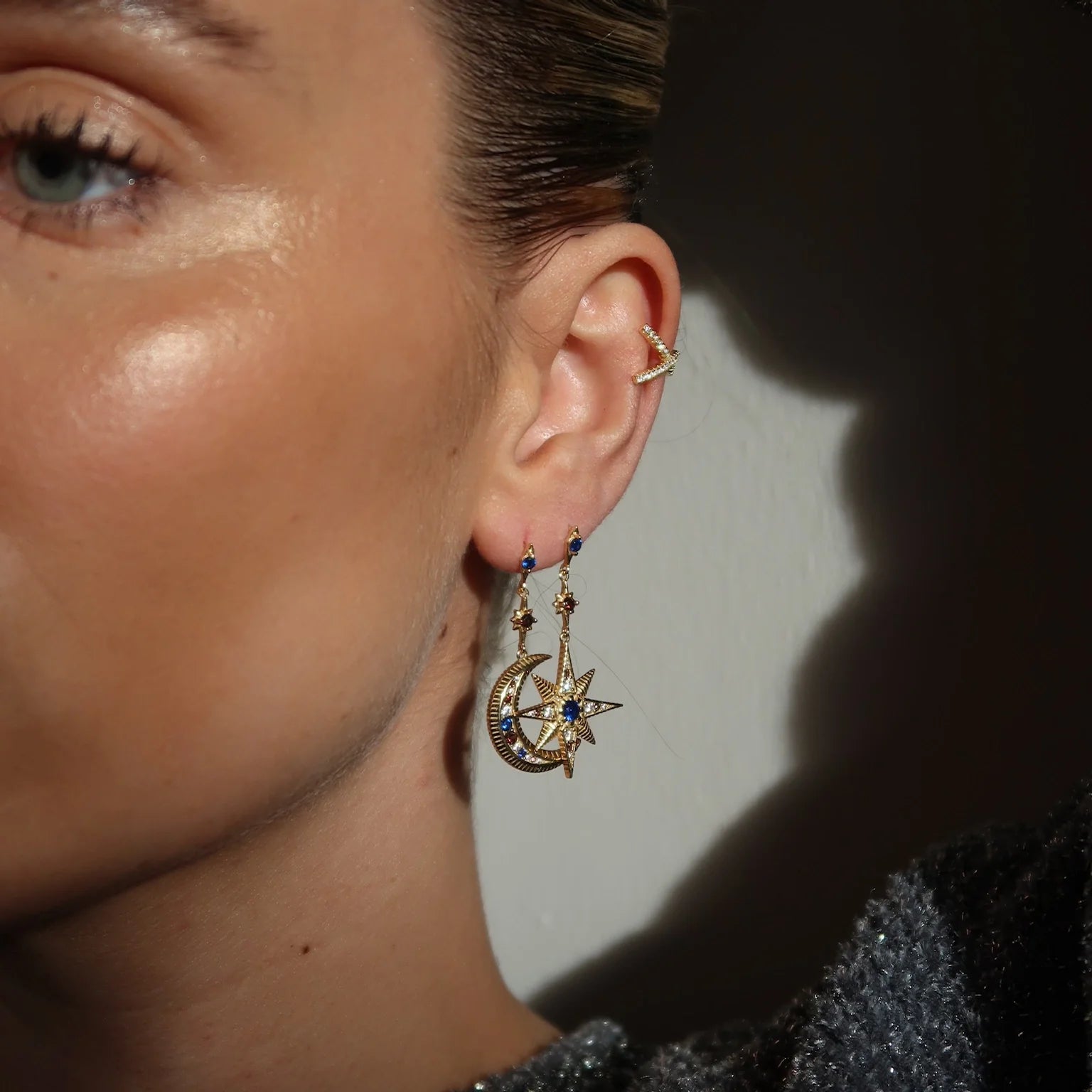 CELESTE MOON & STAR STUDS